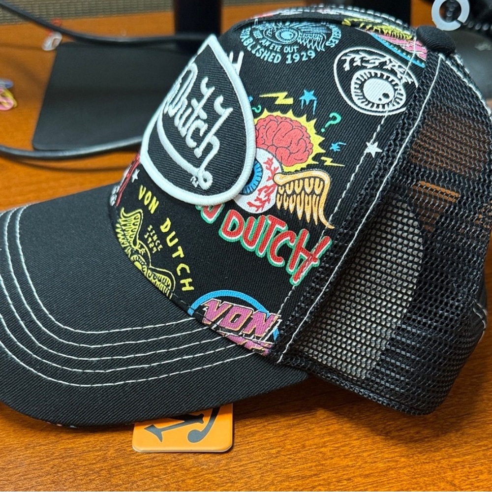 SUPER CRAZY SUNDAY SALE! 
Von Dutch Black Hat with Colorful Patches